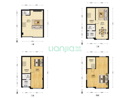 欢成五巷2号 2室2厅3卫 107平方