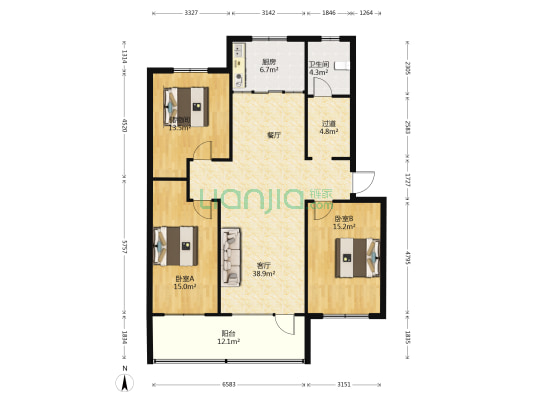 地税局家属院  2室1厅1卫 133平方