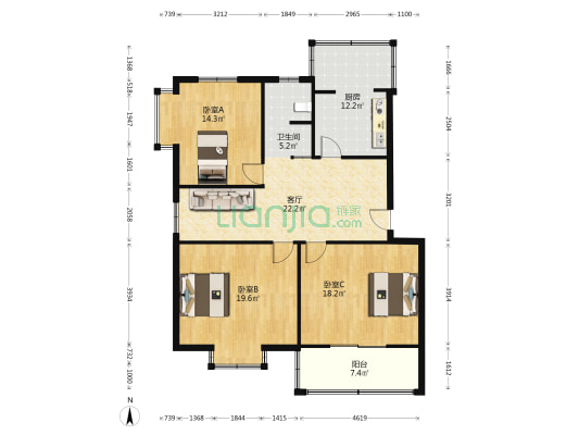 怡和莊園 3室1厅1卫 225平方
