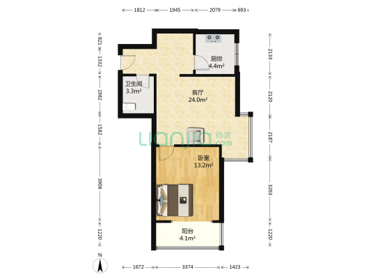 福临万家二期 1室1厅1卫 61平方
