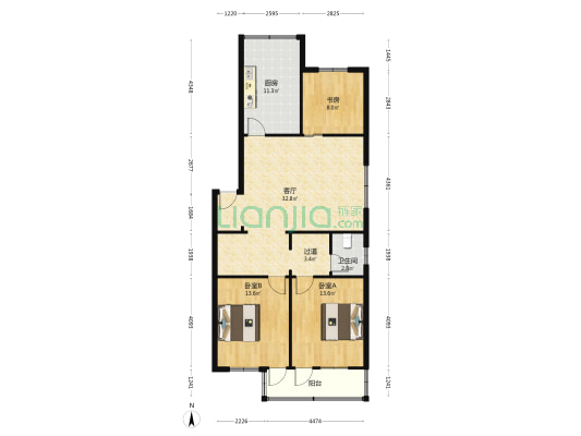 庆丰二弄 3室1厅1卫 124平方