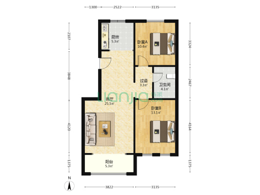林城万人温泉小镇二期 2室1厅1卫 88平方