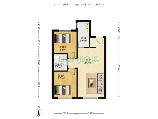 万科千山府 2室1厅1卫 67平方