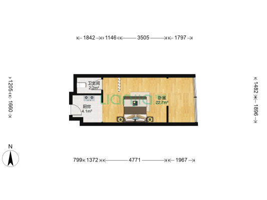 南方大厦 1室0厅1卫 41平方