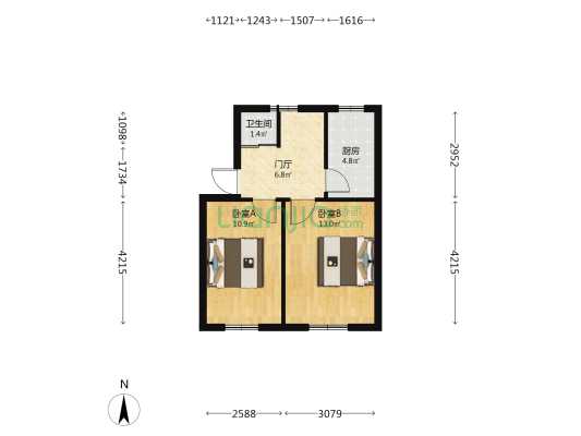 和平北搬迁楼 2室0厅1卫 47平方