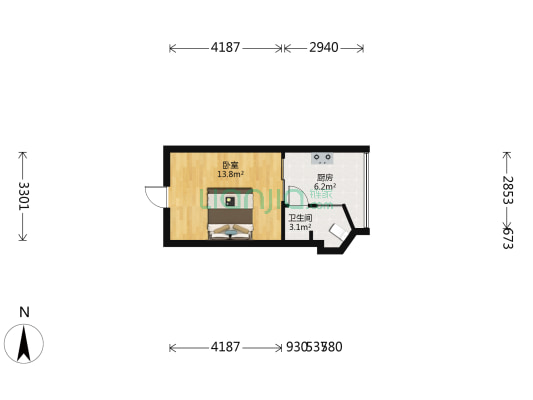竹山路248号 1室0厅1卫 30平方