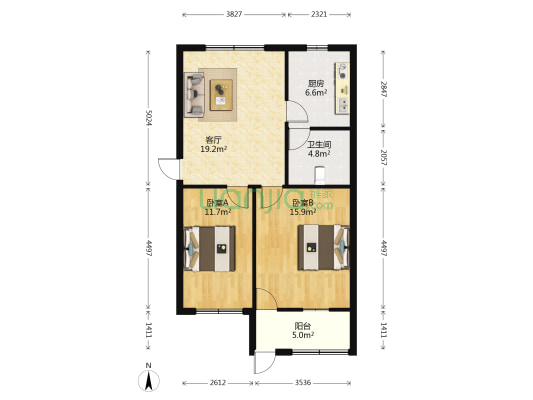 四牌楼菜场 2室1厅1卫 74平方