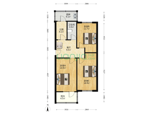和谐家园（晋煤楼） 3室1厅1卫 82平方