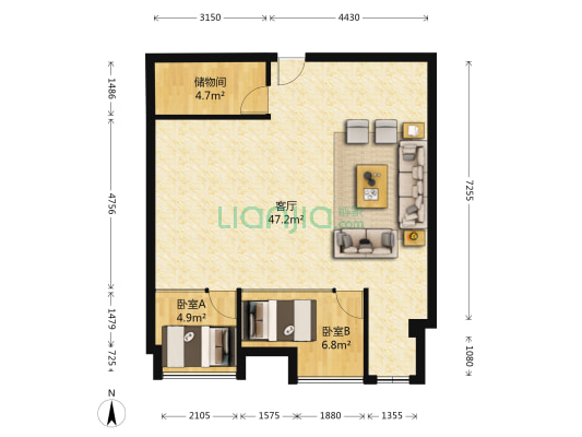 高山流水星座 2室1厅0卫 100平方