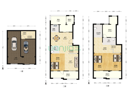 碧湖花园 3室2厅3卫 188平方