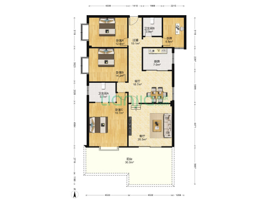 大华情融苑 4室2厅2卫 180平方