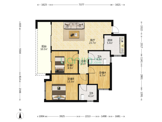 美的·璟悦风华 3室1厅2卫 98平方