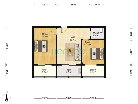 大雁塔小学家属院 2室1厅1卫 80平方