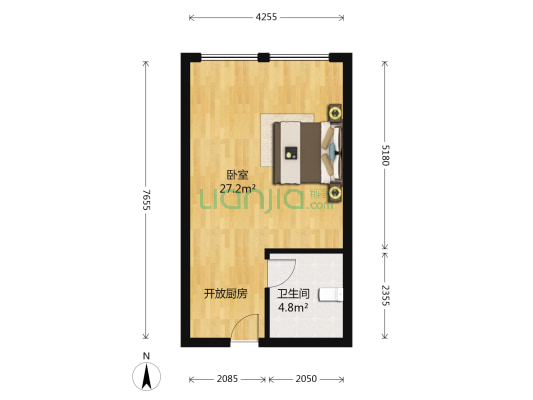 铂澜商务中心 1室0厅1卫 49平方