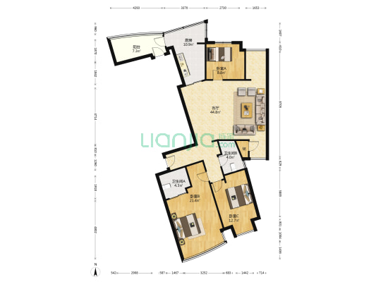 宏都小区 3室1厅2卫 154平方