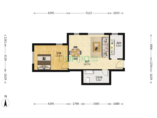 亿达玉龙湾 1室1厅1卫 69平方