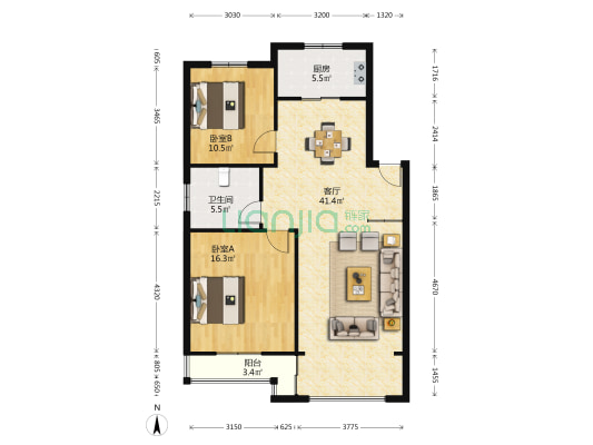 民丰苑东区 2室1厅1卫 99平方
