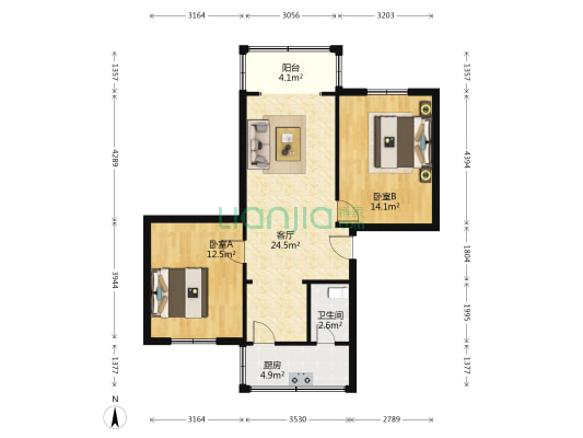 绿苑 2室1厅1卫 68平方
