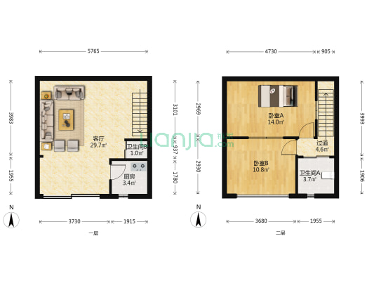 四季青城(白鹤路) 2室1厅2卫 39平方