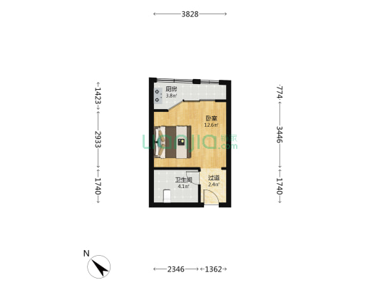 摩登公寓 1室0厅1卫 37平方