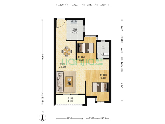 长坝锦海家园 2室1厅1卫 71平方