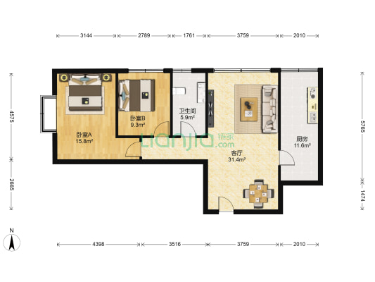 和谐家园（火车站东路） 2室1厅1卫 95平方