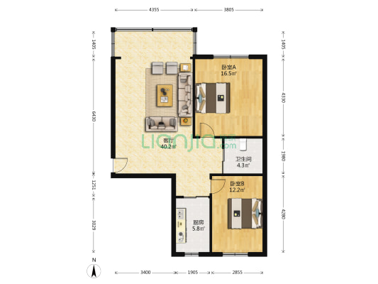 扶风小区 2室1厅1卫 95平方