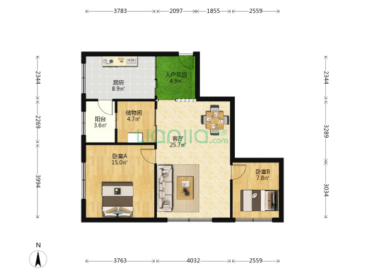 玉雅园 2室1厅0卫 89平方