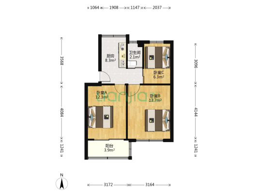 马鞍池西路138弄12号院 3室0厅1卫 58平方