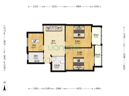 新大路413号 3室1厅1卫 79平方