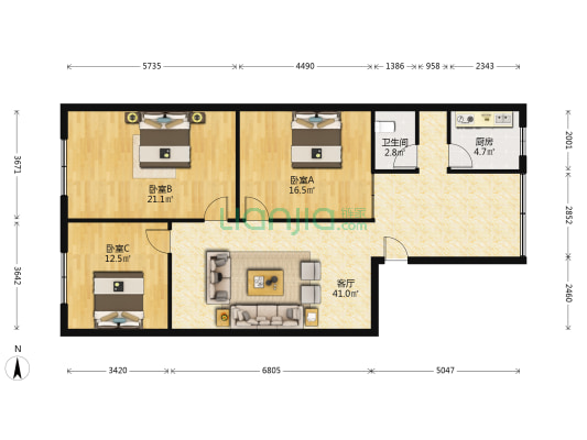 光明路二段177号 3室1厅1卫 118平方