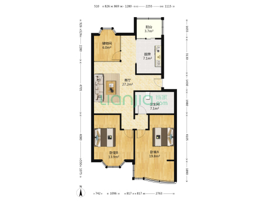 方汇花苑 2室1厅1卫 101平方