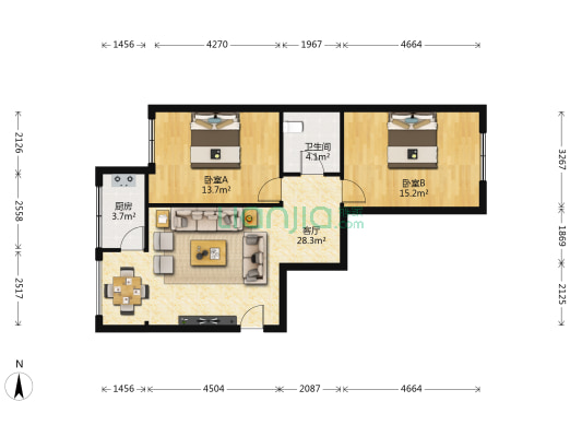 新源小区 2室1厅1卫 85平方
