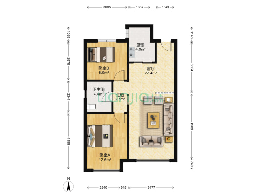孔雀城英国宫七期 2室1厅1卫 84平方