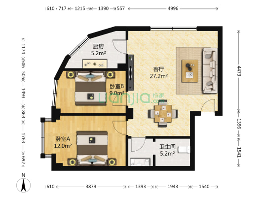 唐都萬山花園 2室1厅1卫 73平方