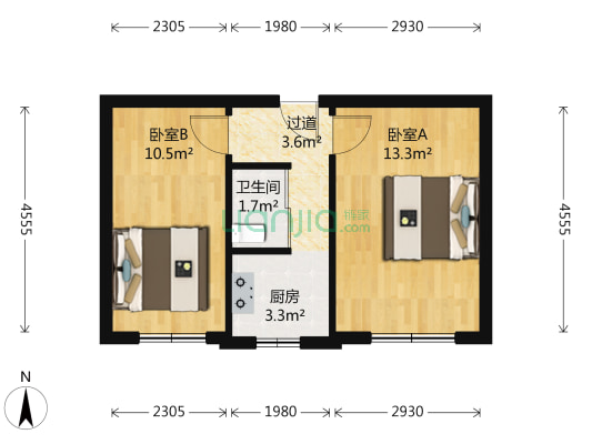 地震局家属楼(朝阳区) 2室0厅1卫 46平方