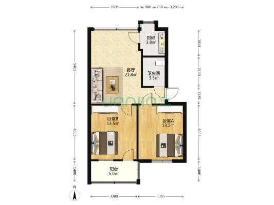 陶瓷厂家属院 2室1厅1卫 70平方