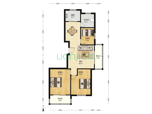 怡然居 3室1厅1卫 112平方