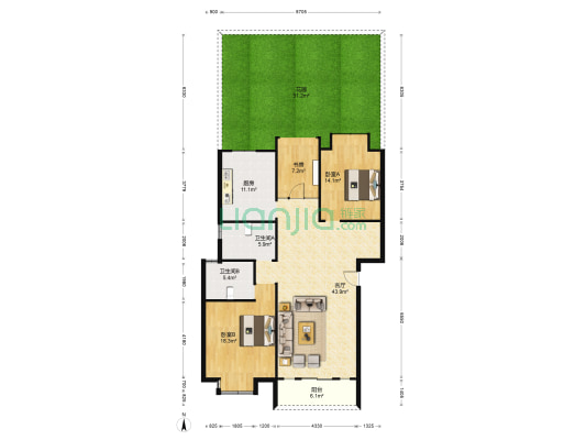美泉纪 3室1厅2卫 215平方