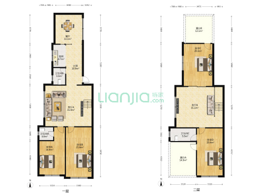 飛鴻樓 4室3厅3卫 211平方