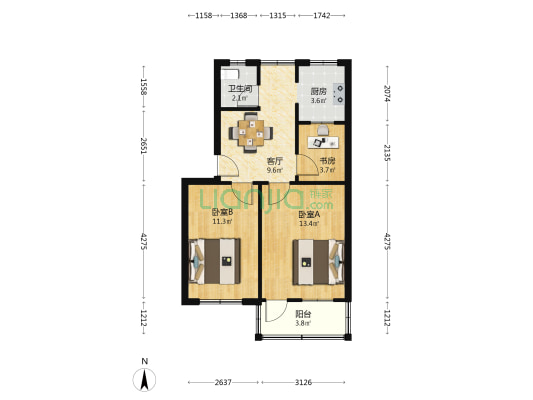 安康路13号 3室1厅1卫 58平方