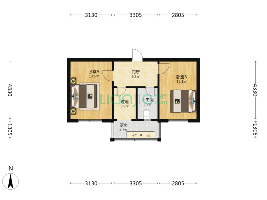 市物价局宿舍 2室0厅1卫 53平方