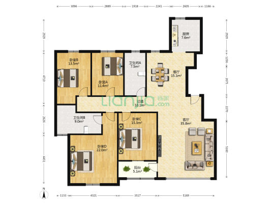 中润·华侨城七组团 4室2厅2卫 203平方