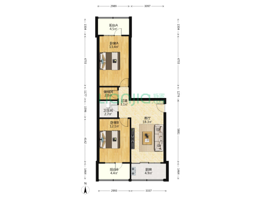 工商局家属院 2室1厅1卫 68平方