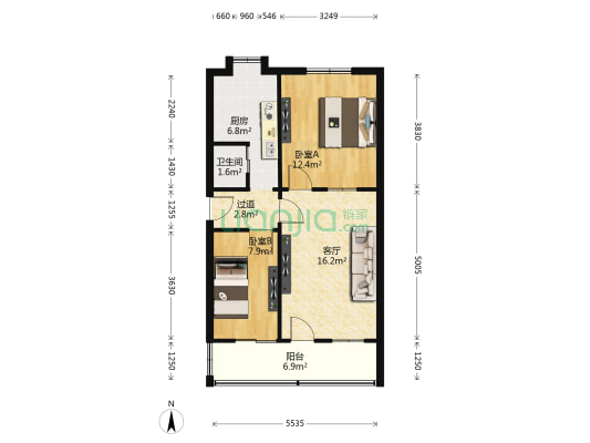 建设路通用机械厂宿舍（223号、京山北路346号、建设路151弄） 2室1厅1卫 66平方