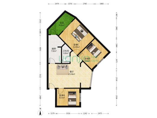 沙子堰西巷3号 3室1厅1卫 80平方