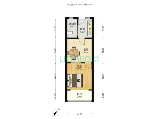 宁武路497号 1室1厅1卫 35平方