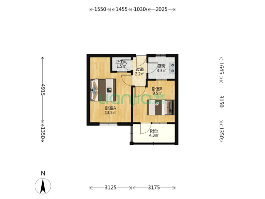 上官巷太铁宿舍 2室0厅1卫 41平方