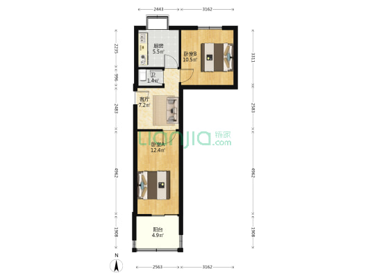 梁庄五街 2室1厅1卫 50平方