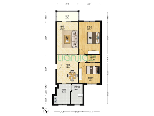 青羊上街185号 2室2厅1卫 67平方